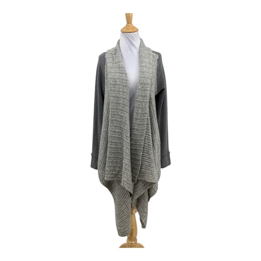 Saturday Sunday Cardigan Womens L Large Gray Dark Gray Waterfall Panel Sweater